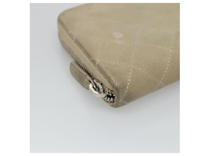 CHANEL Cartera Larga Matelassé Suede Beige Plata CC Auth 130516 - vista 9