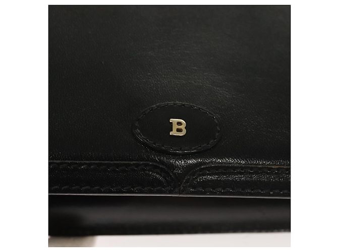 Borsa a spalla BALLY Wallet Chain in pelle oro nero Auth BA3241 D'oro - vista 14