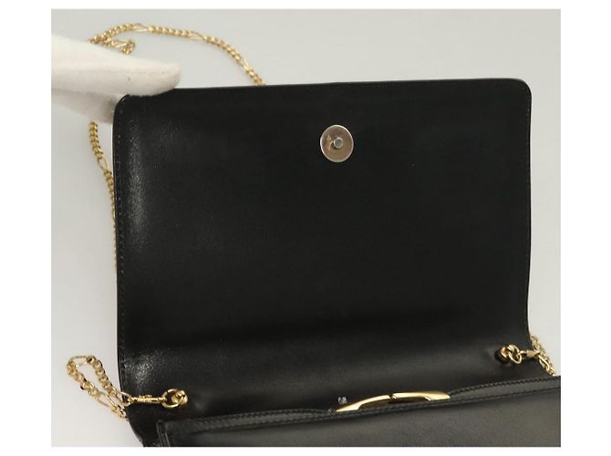 Borsa a spalla BALLY Wallet Chain in pelle oro nero Auth BA3241 D'oro - vista 15