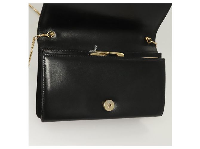 Borsa a spalla BALLY Wallet Chain in pelle oro nero Auth BA3241 D'oro - vista 16