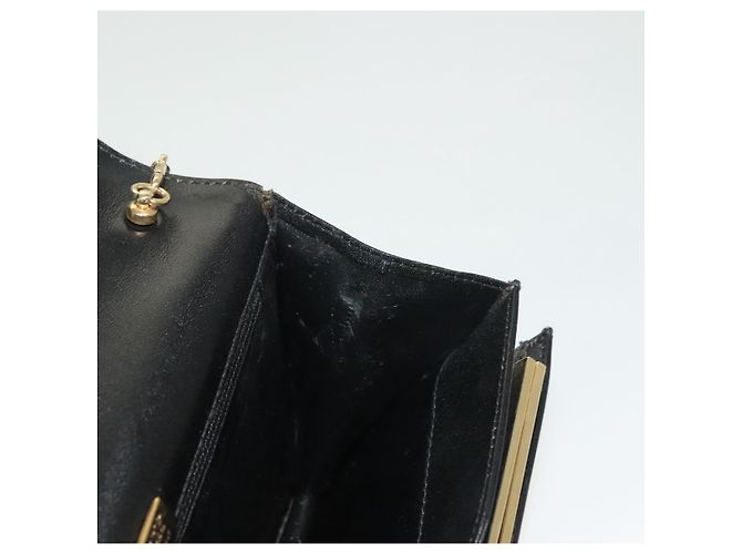 Borsa a spalla BALLY Wallet Chain in pelle oro nero Auth BA3241 D'oro - vista 19