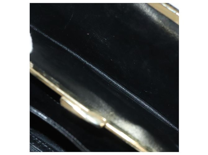 Borsa a spalla BALLY Wallet Chain in pelle oro nero Auth BA3241 D'oro - vista 23