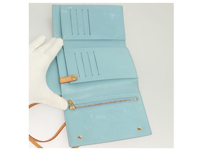 LOUIS VUITTON Portafoglio Walker Monogram Vernis Blu Baby M91073 LV Auth BA3635 Blu chiaro - vista 9