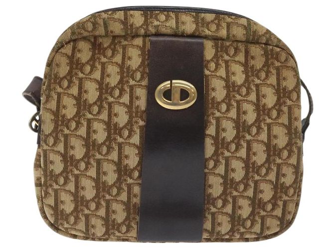 Borsa a spalla in tela Trotter Christian Dior marrone oro Auth SW985 D'oro - vista 2