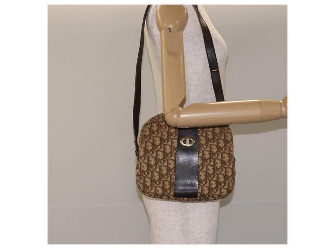 Borsa a spalla in tela Trotter Christian Dior marrone oro Auth SW985 D'oro - vista 22