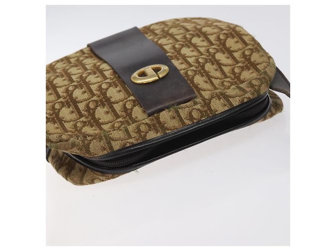 Borsa a spalla in tela Trotter Christian Dior marrone oro Auth SW985 D'oro - vista 6
