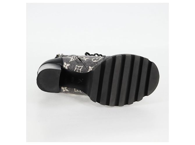 Botas gris LOUIS VUITTON Monogram Jaguar Star Trail Line Lace Up Auth 127740M Castaño - vista 5