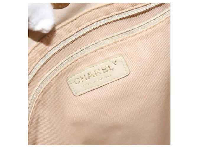 CHANEL Borsa Tote Camelia Pelle di Pecora Beige Oro CC Auth 130498 D'oro - vista 14