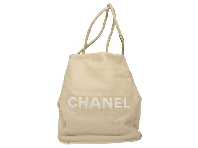 CHANEL Borsa Tote Camelia Pelle di Pecora Beige Oro CC Auth 130498 D'oro - vista 3