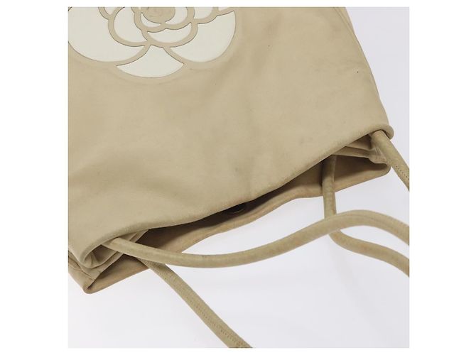 CHANEL Borsa Tote Camelia Pelle di Pecora Beige Oro CC Auth 130498 D'oro - vista 6