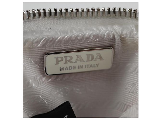 PRADA Bolso de Hombro Nylon Blanco Plata Auth 127895V - vista 10