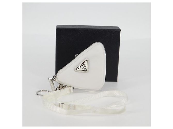 PRADA Bolso de Hombro Nylon Blanco Plata Auth 127895V - vista 12