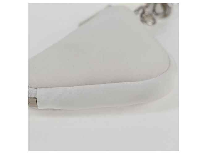 PRADA Bolso de Hombro Nylon Blanco Plata Auth 127895V - vista 16