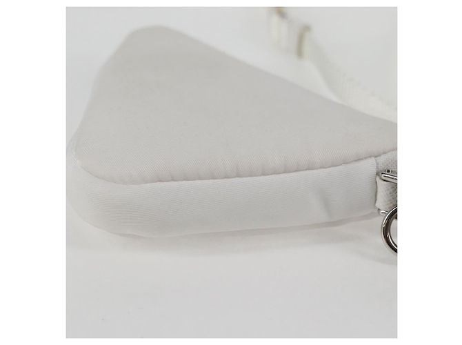 PRADA Bolso de Hombro Nylon Blanco Plata Auth 127895V - vista 17