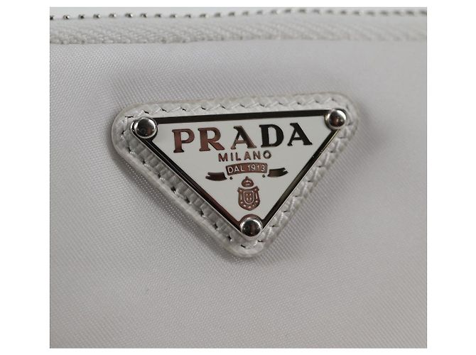 PRADA Bolso de Hombro Nylon Blanco Plata Auth 127895V - vista 18