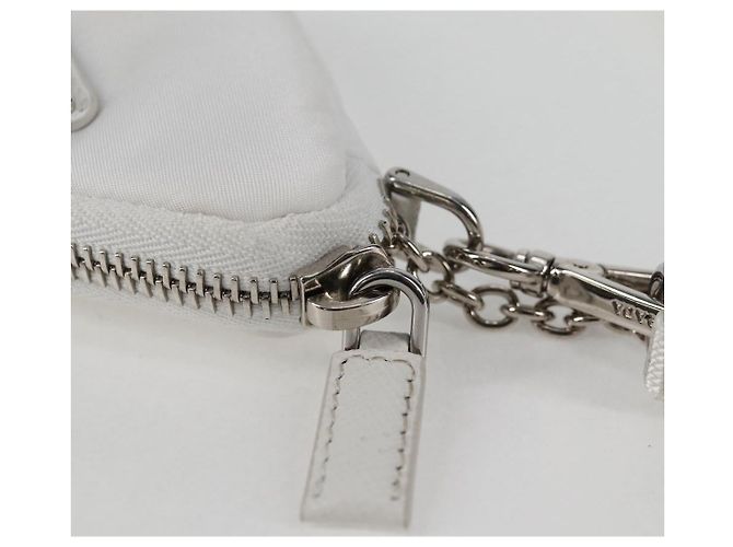 PRADA Bolso de Hombro Nylon Blanco Plata Auth 127895V - vista 19