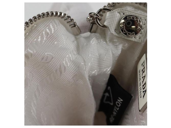 PRADA Bolso de Hombro Nylon Blanco Plata Auth 127895V - vista 21