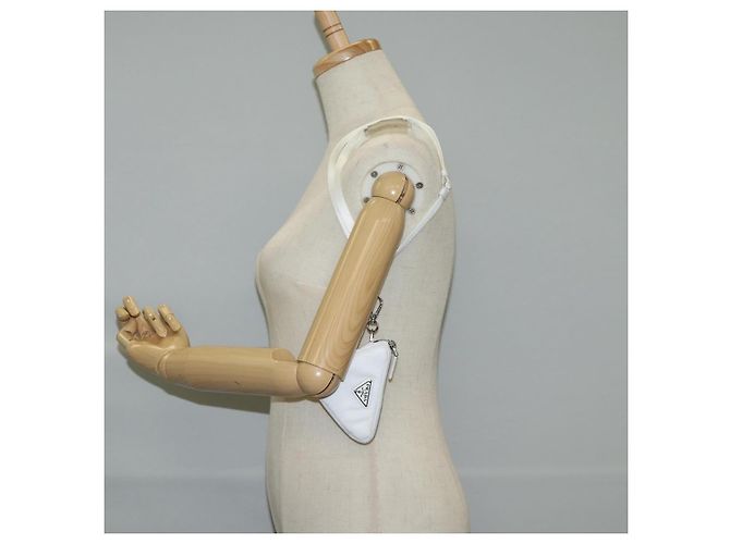 PRADA Bolso de Hombro Nylon Blanco Plata Auth 127895V - vista 22