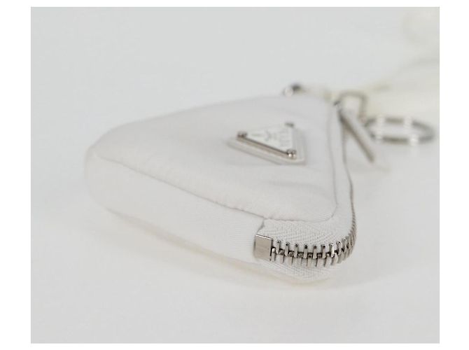 PRADA Bolso de Hombro Nylon Blanco Plata Auth 127895V - vista 3