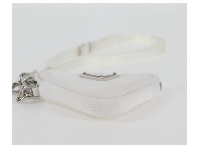 PRADA Bolso de Hombro Nylon Blanco Plata Auth 127895V - vista 5