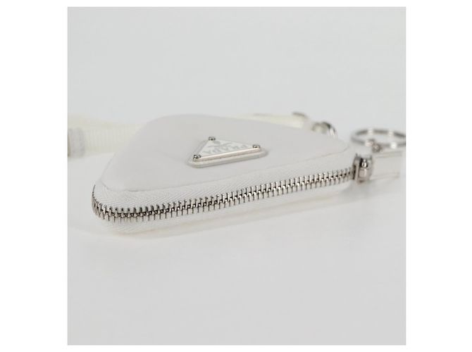 PRADA Bolso de Hombro Nylon Blanco Plata Auth 127895V - vista 6