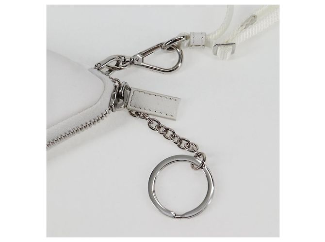 PRADA Bolso de Hombro Nylon Blanco Plata Auth 127895V - vista 9