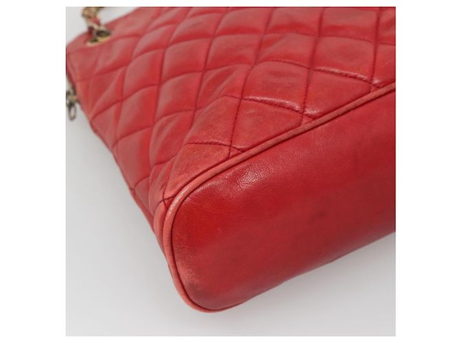 CHANEL Matelassierte Kette Schultertasche Lammleder Rot Gold CC Auth BA3499 Golden - Ansicht 11