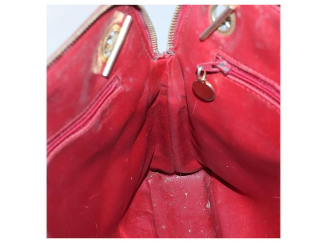 CHANEL Matelassierte Kette Schultertasche Lammleder Rot Gold CC Auth BA3499 Golden - Ansicht 17