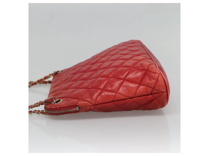 CHANEL Matelassierte Kette Schultertasche Lammleder Rot Gold CC Auth BA3499 Golden - Ansicht 5