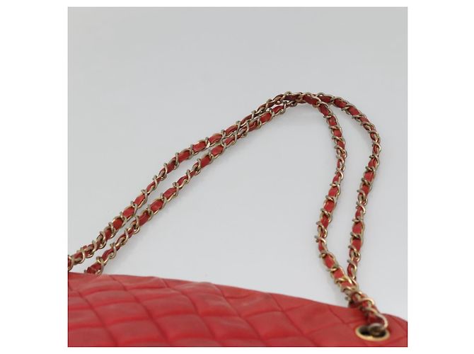 CHANEL Matelassierte Kette Schultertasche Lammleder Rot Gold CC Auth BA3499 Golden - Ansicht 8
