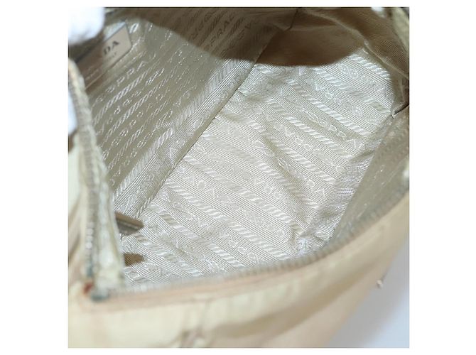 PRADA Handtasche Nylon Beige Silber Auth 127869 - Ansicht 10