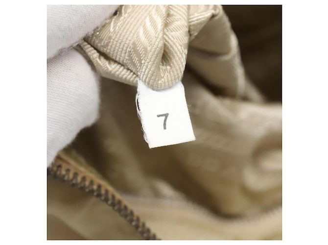 PRADA Handtasche Nylon Beige Silber Auth 127869 - Ansicht 11