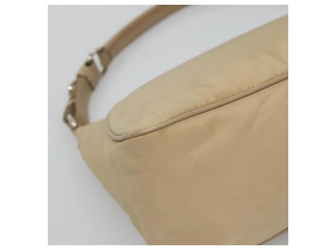 PRADA Handtasche Nylon Beige Silber Auth 127869 - Ansicht 17