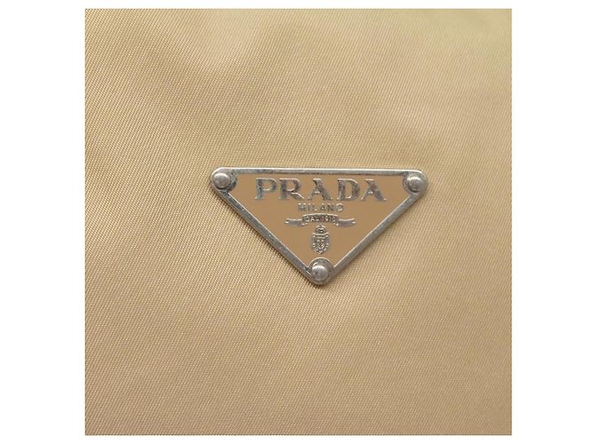 PRADA Handtasche Nylon Beige Silber Auth 127869 - Ansicht 18