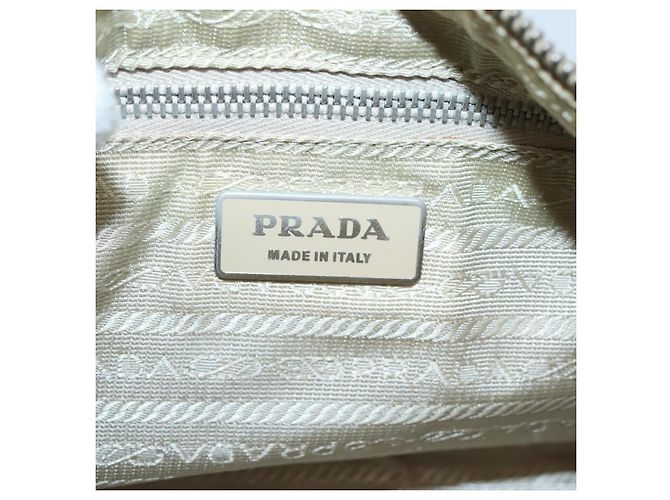 PRADA Handtasche Nylon Beige Silber Auth 127869 - Ansicht 19