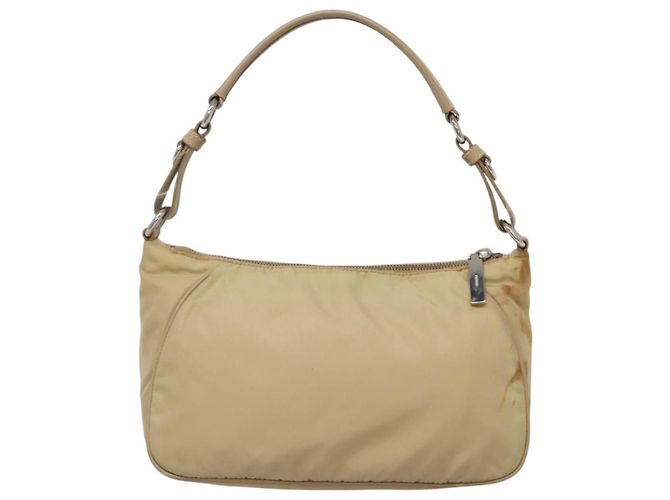 PRADA Handtasche Nylon Beige Silber Auth 127869 - Ansicht 2
