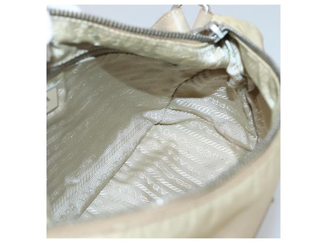 PRADA Handtasche Nylon Beige Silber Auth 127869 - Ansicht 20
