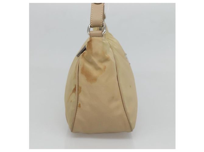 PRADA Handtasche Nylon Beige Silber Auth 127869 - Ansicht 3