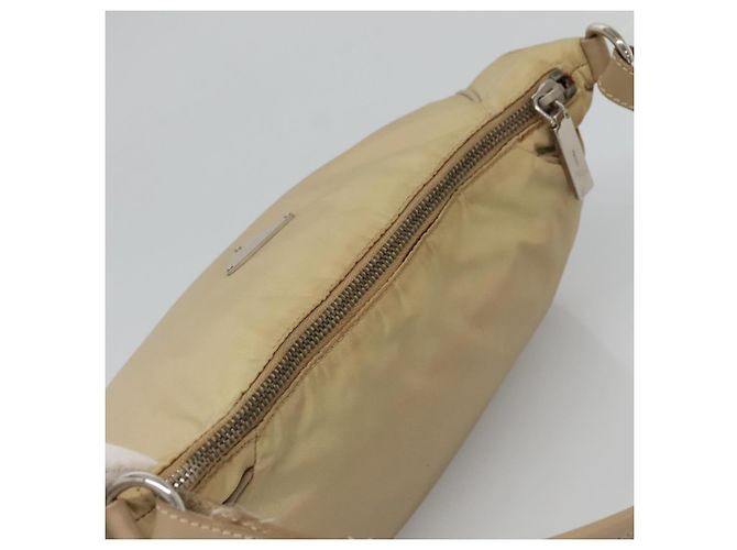 PRADA Handtasche Nylon Beige Silber Auth 127869 - Ansicht 6