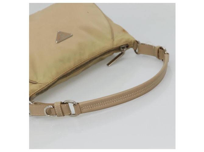 PRADA Handtasche Nylon Beige Silber Auth 127869 - Ansicht 7