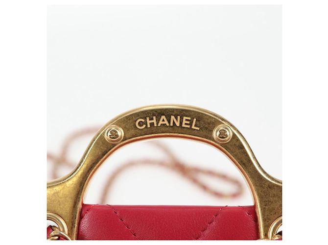 CHANEL Borsa a Spalla Matelassé con Catena in Pelle di Agnello Rosa Oro CC Auth 127614SM D'oro - vista 15