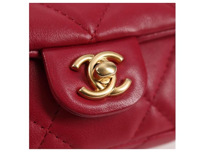 CHANEL Borsa a Spalla Matelassé con Catena in Pelle di Agnello Rosa Oro CC Auth 127614SM D'oro - vista 16