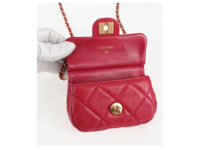 CHANEL Borsa a Spalla Matelassé con Catena in Pelle di Agnello Rosa Oro CC Auth 127614SM D'oro - vista 17