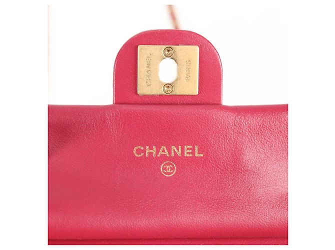 CHANEL Borsa a Spalla Matelassé con Catena in Pelle di Agnello Rosa Oro CC Auth 127614SM D'oro - vista 18