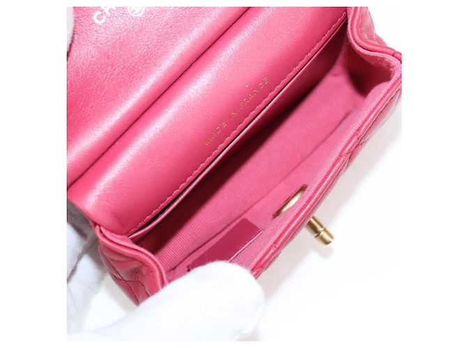 CHANEL Borsa a Spalla Matelassé con Catena in Pelle di Agnello Rosa Oro CC Auth 127614SM D'oro - vista 19