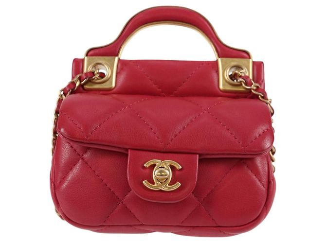 CHANEL Borsa a Spalla Matelassé con Catena in Pelle di Agnello Rosa Oro CC Auth 127614SM D'oro - vista 2