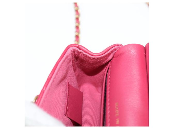 CHANEL Borsa a Spalla Matelassé con Catena in Pelle di Agnello Rosa Oro CC Auth 127614SM D'oro - vista 21