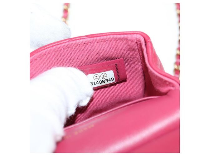 CHANEL Borsa a Spalla Matelassé con Catena in Pelle di Agnello Rosa Oro CC Auth 127614SM D'oro - vista 22