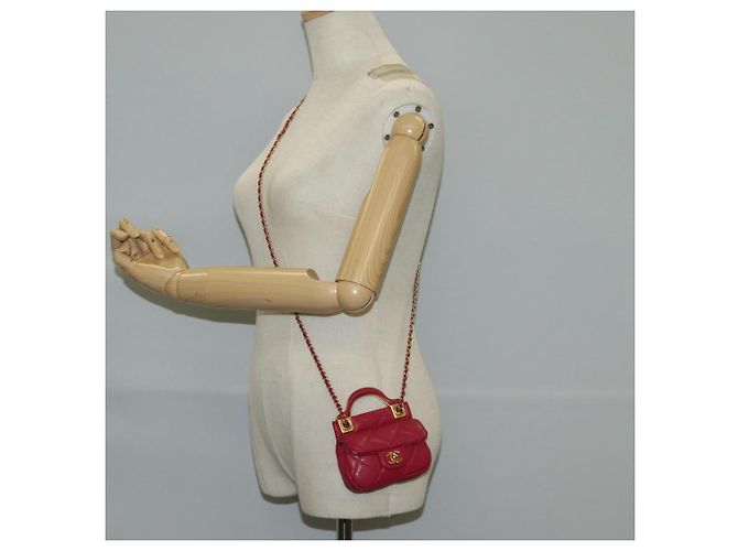 CHANEL Borsa a Spalla Matelassé con Catena in Pelle di Agnello Rosa Oro CC Auth 127614SM D'oro - vista 23