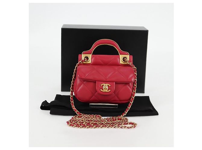 CHANEL Borsa a Spalla Matelassé con Catena in Pelle di Agnello Rosa Oro CC Auth 127614SM D'oro - vista 24